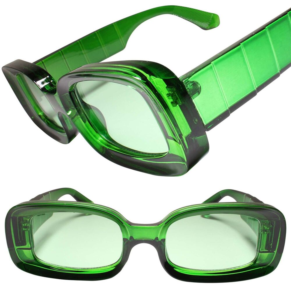 Make a Statement with Bold and Stylish Thick Green Frame Rectangle Sunglasses